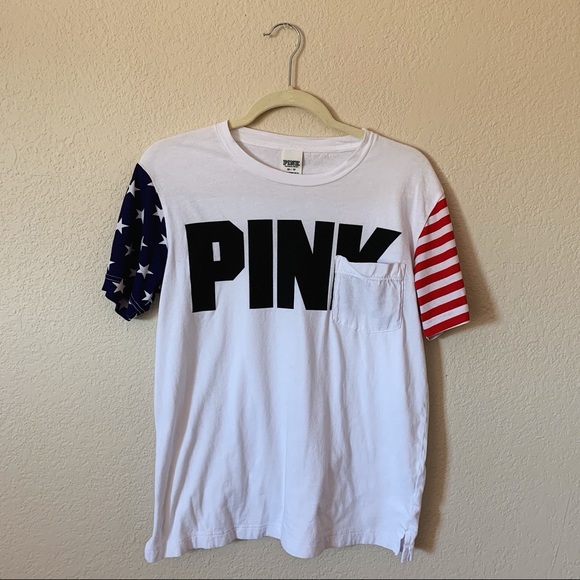 PINK Victoria's Secret Tops - PINK American Flag T-Shirt with Frocket